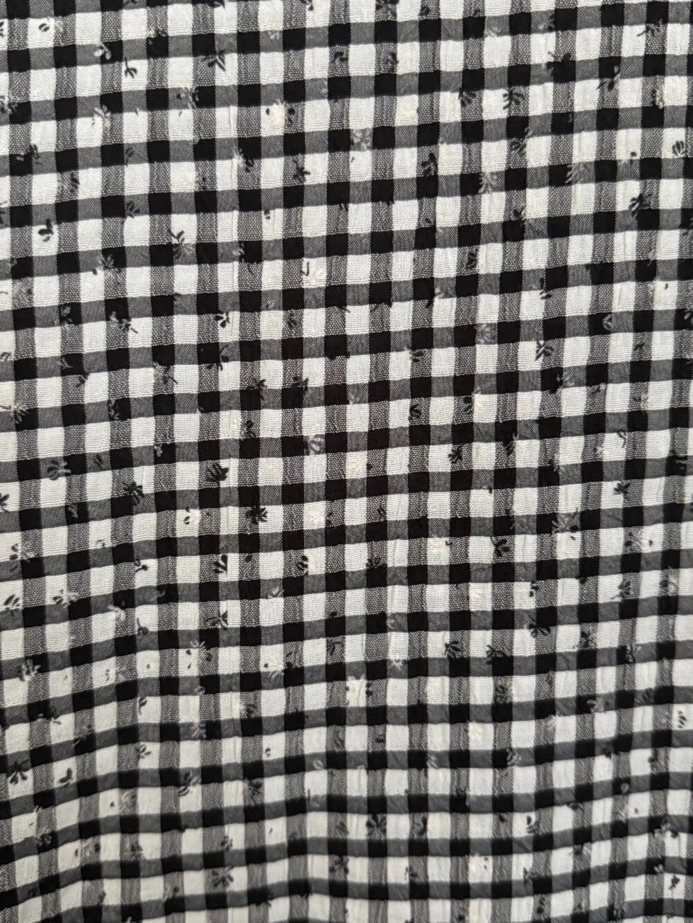 CeCe Tie Sleeve Gingham Top Sz 3X Black Check 3/4 Puff Sleeve Cottagecore Office - Picture 6 of 8